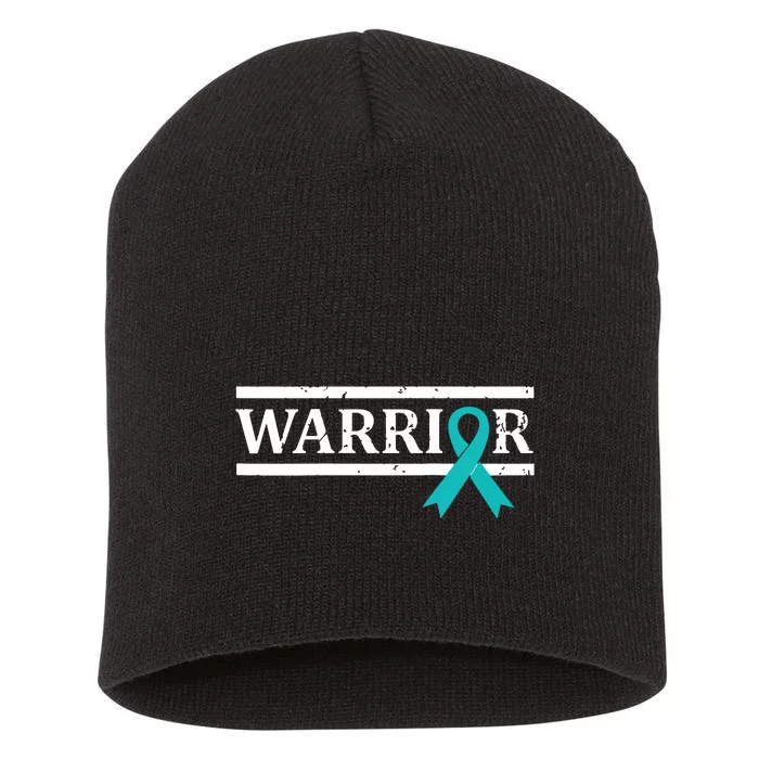 Women Ovarian Cancer Warrior Teal Ribbon Ovarian Cancer Tank Top Short Acrylic Beanie