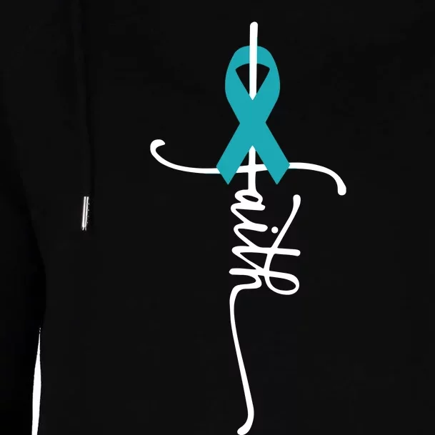 Women Ovarian Cancer Faith Ovarian Cancer Awareness Vneck Womens Funnel Neck Pullover Hood