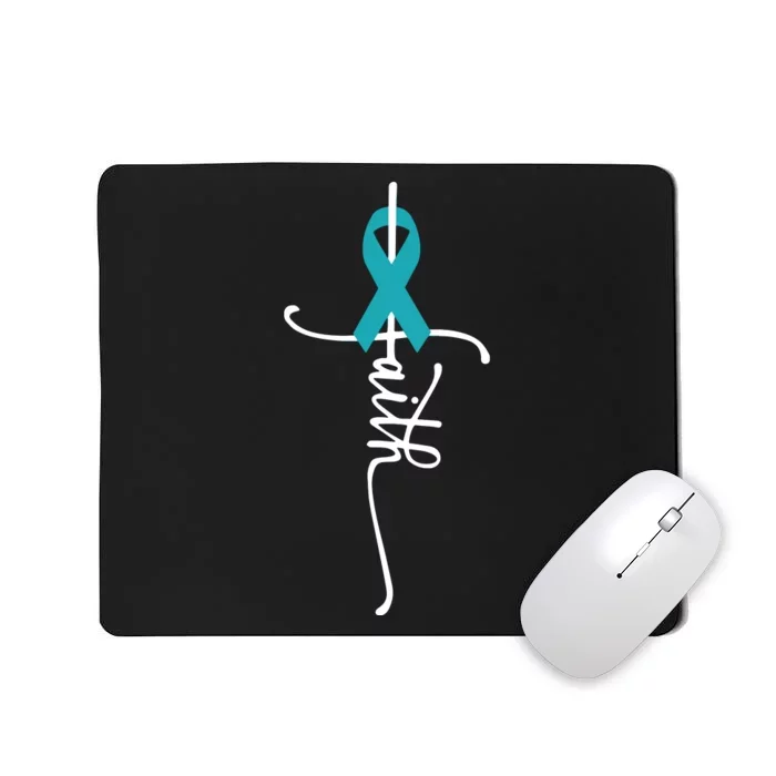 Women Ovarian Cancer Faith Ovarian Cancer Awareness Vneck Mousepad