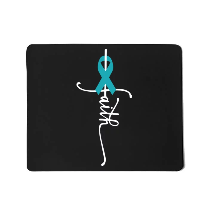 Women Ovarian Cancer Faith Ovarian Cancer Awareness Vneck Mousepad