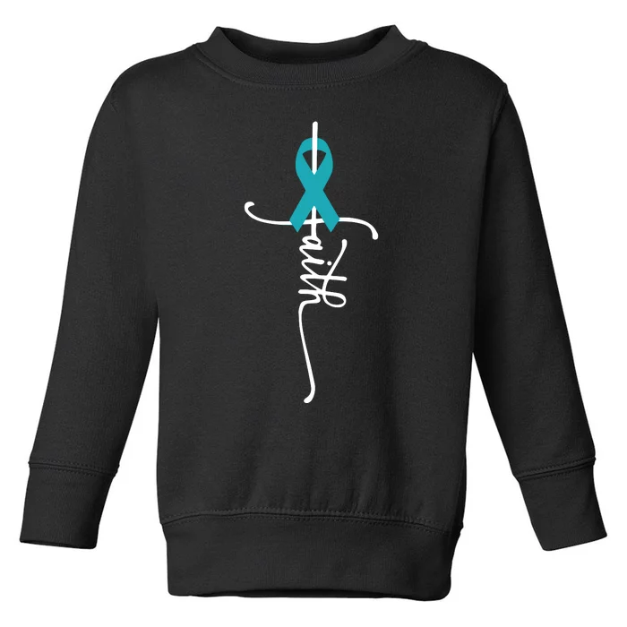 Women Ovarian Cancer Faith Ovarian Cancer Awareness Vneck Toddler Sweatshirt