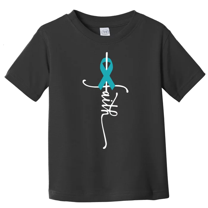 Women Ovarian Cancer Faith Ovarian Cancer Awareness Vneck Toddler T-Shirt