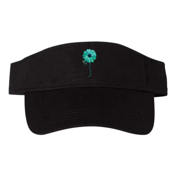 Women Ovarian Cancer Awareness Family Survivor Pretty Flower Gift Vneck Valucap Bio-Washed Visor