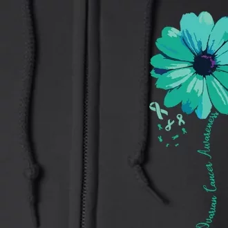 Women Ovarian Cancer Awareness Family Survivor Pretty Flower Gift Vneck Full Zip Hoodie