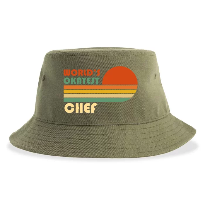 Worlds Okayest Chef Funny Retro Gift Sustainable Bucket Hat