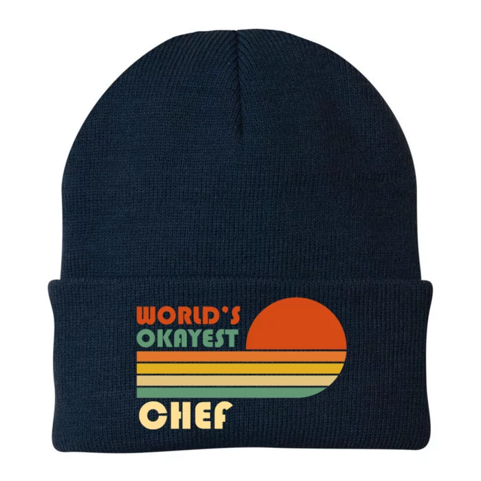 Worlds Okayest Chef Funny Retro Gift Knit Cap Winter Beanie