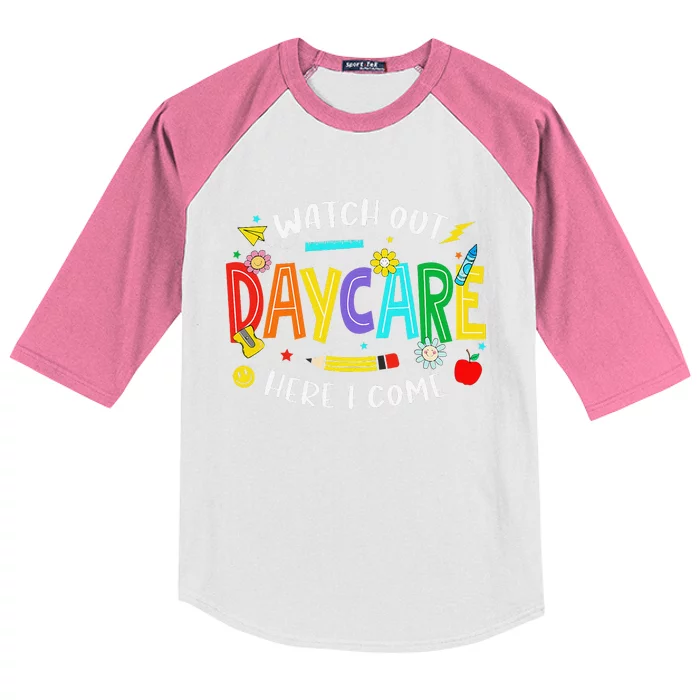 Watch Out Daycare Here I Come Daycare Back To School Kids Colorblock Raglan Jersey