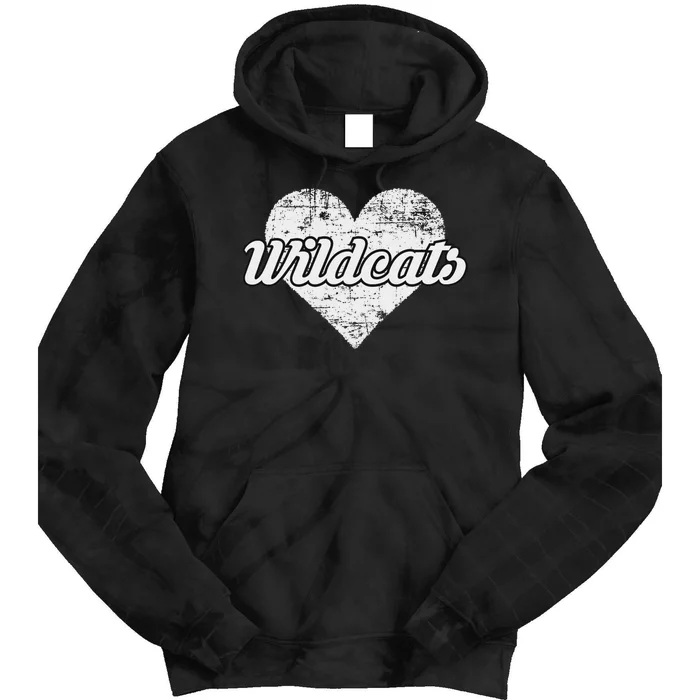 Wildcats Over Distressed Heart Villa Rica Tie Dye Hoodie