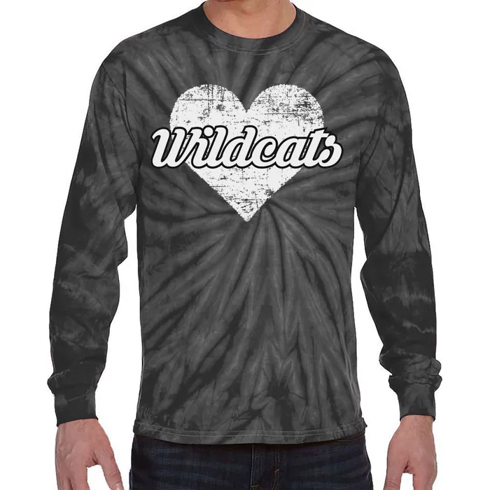 Wildcats Over Distressed Heart Villa Rica Tie-Dye Long Sleeve Shirt