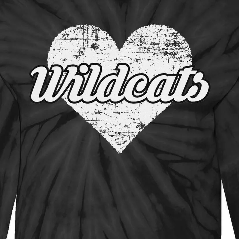 Wildcats Over Distressed Heart Villa Rica Tie-Dye Long Sleeve Shirt