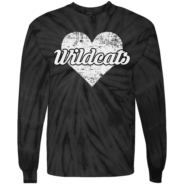 Wildcats Over Distressed Heart Villa Rica Tie-Dye Long Sleeve Shirt