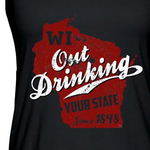 Wisconsin Out Drinking Your State Beer Group Ladies Essential Flowy Tank