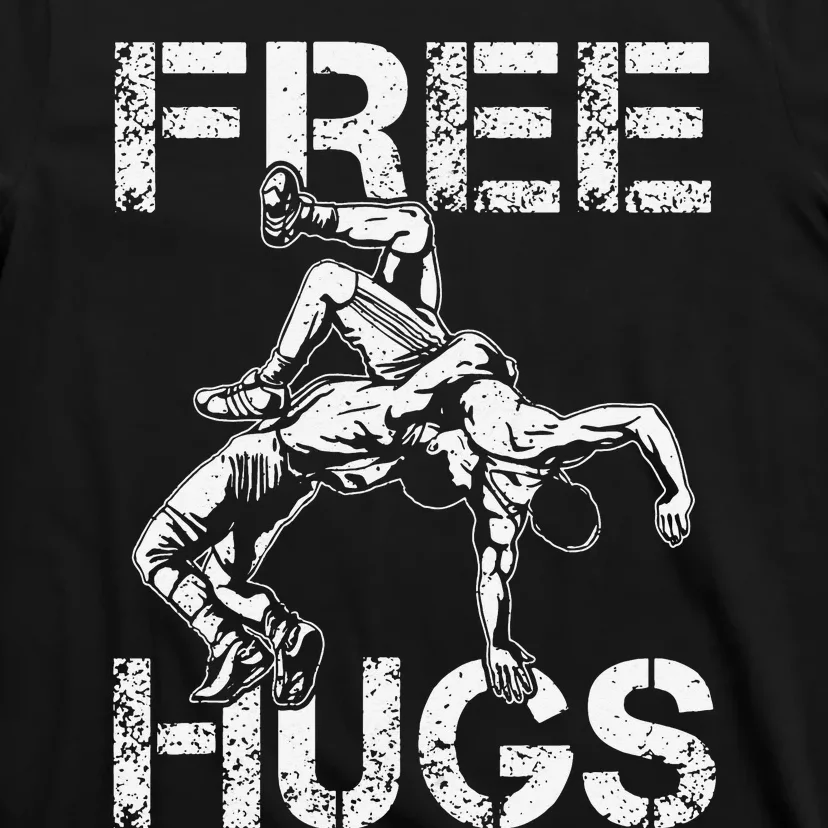 Wrestling Outfit  Distressed Free Hug Wrestling Wrestler T-Shirt