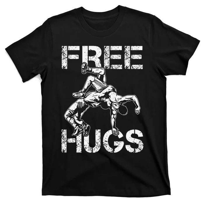 Wrestling Outfit  Distressed Free Hug Wrestling Wrestler T-Shirt