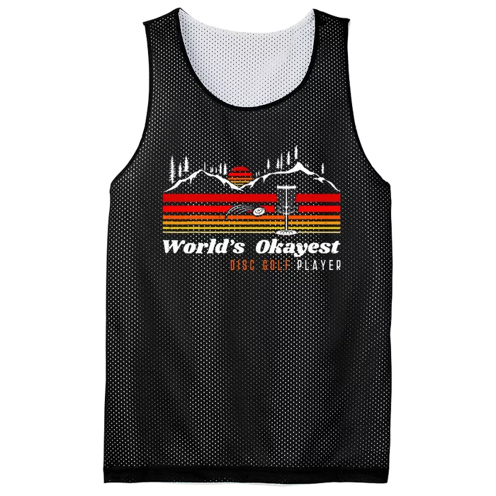 World Okayest Disc Golf Player Funny Frisbee Vintage Sunset Mesh Reversible Basketball Jersey Tank