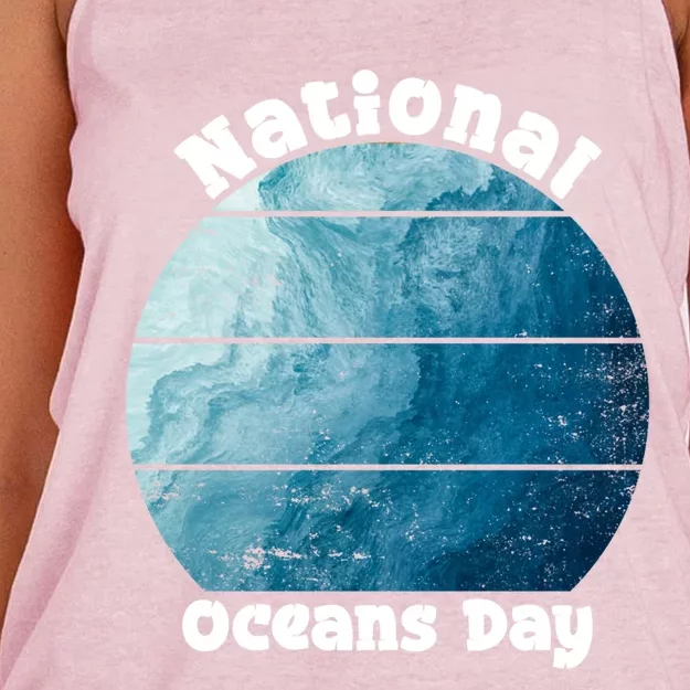 World Oceans Day Save Our Natural Environt 8 June Gift Women's Knotted Racerback Tank