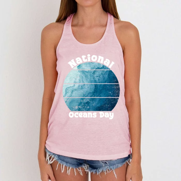 World Oceans Day Save Our Natural Environt 8 June Gift Women's Knotted Racerback Tank