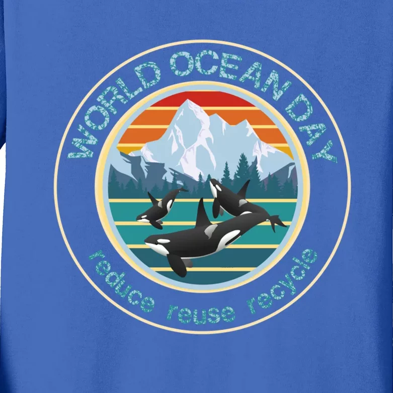 World Ocean Day Reduce Reuse Recycle Gift Kids Long Sleeve Shirt