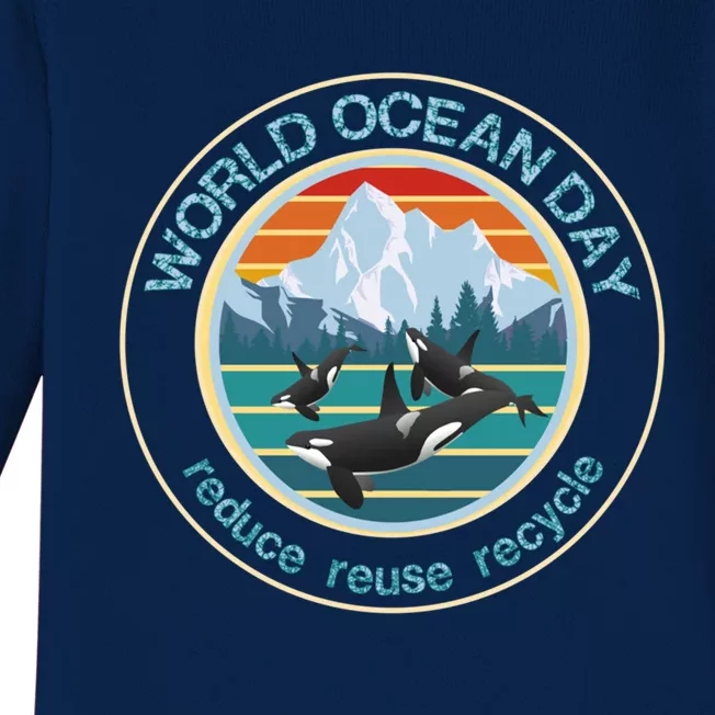 World Ocean Day Reduce Reuse Recycle Gift Baby Long Sleeve Bodysuit