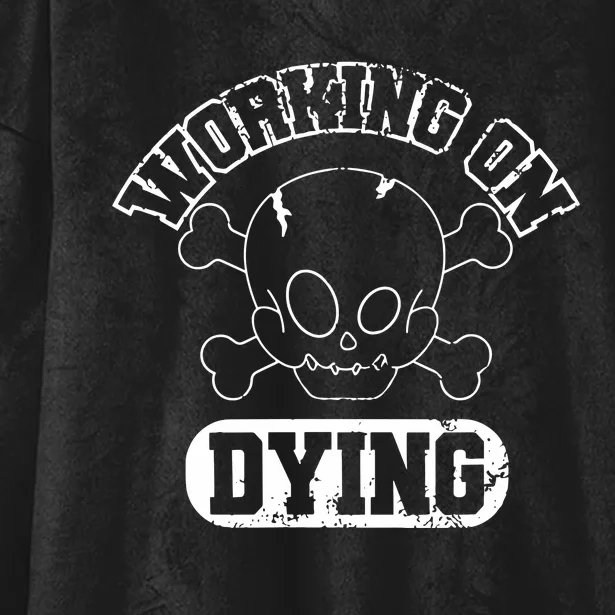 Working On Dying Skull Hooded Wearable Blanket