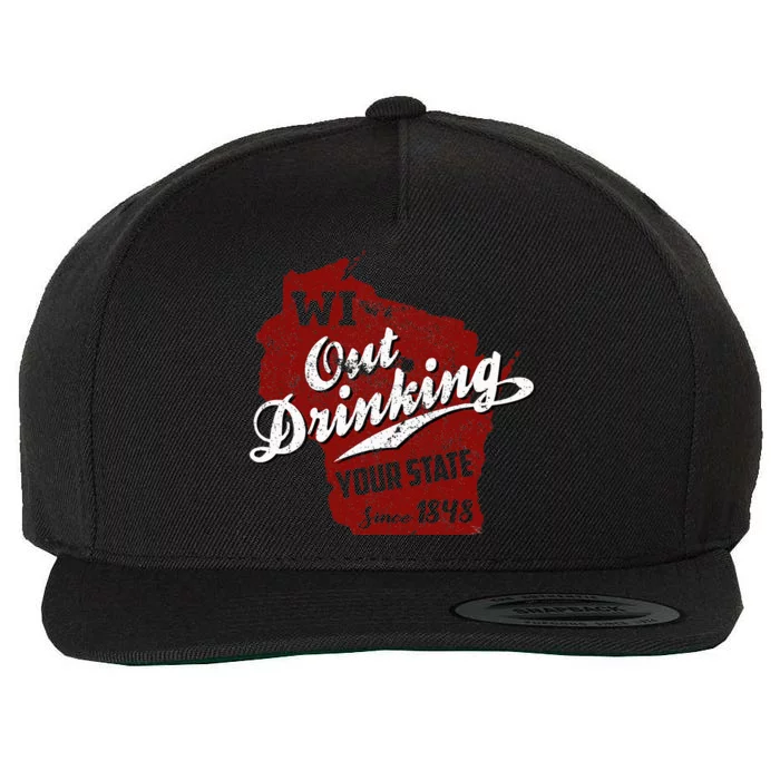 Wisconsin Out Drinking Your State Beer Wool Snapback Cap