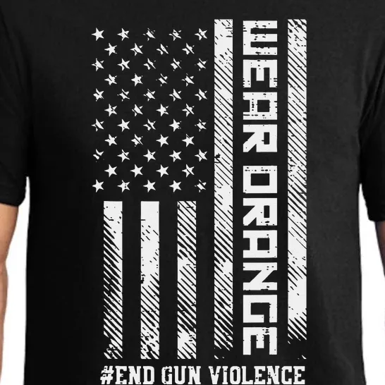 Wear Orange End Gun Violence US Flag Awareness Pajama Set