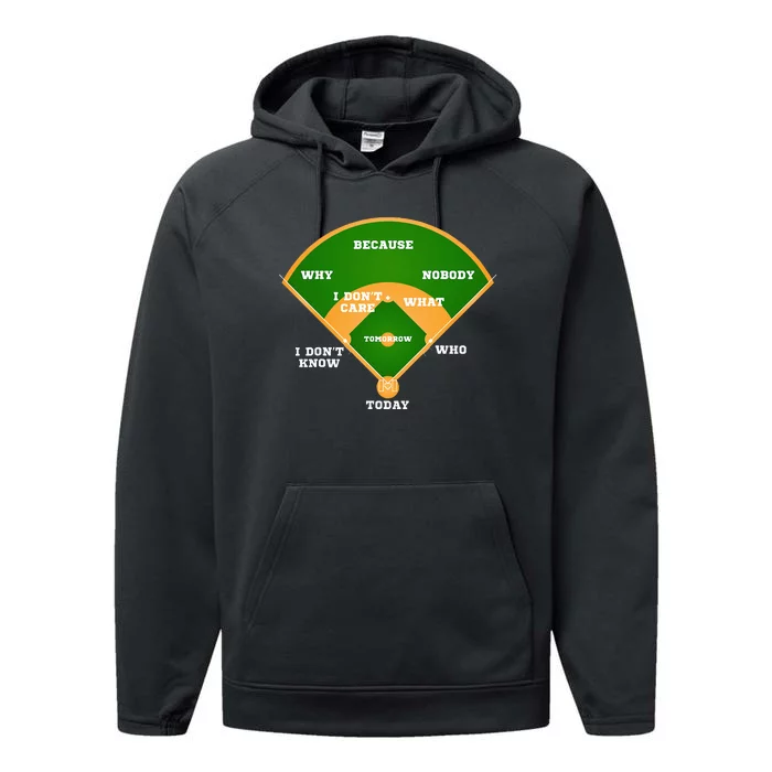 WhoS On First Baseball Diamond Fielding Performance Fleece Hoodie