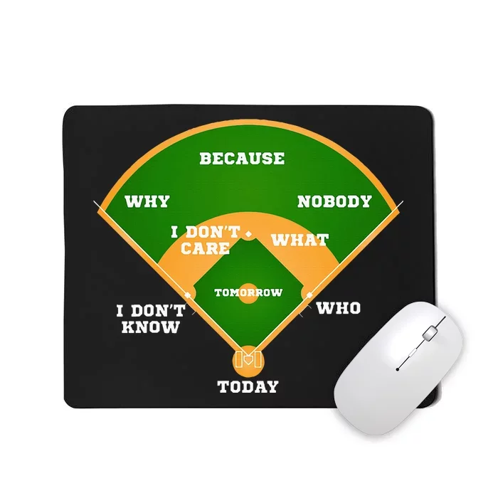 WhoS On First Baseball Diamond Fielding Mousepad