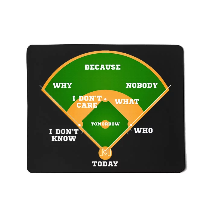 WhoS On First Baseball Diamond Fielding Mousepad