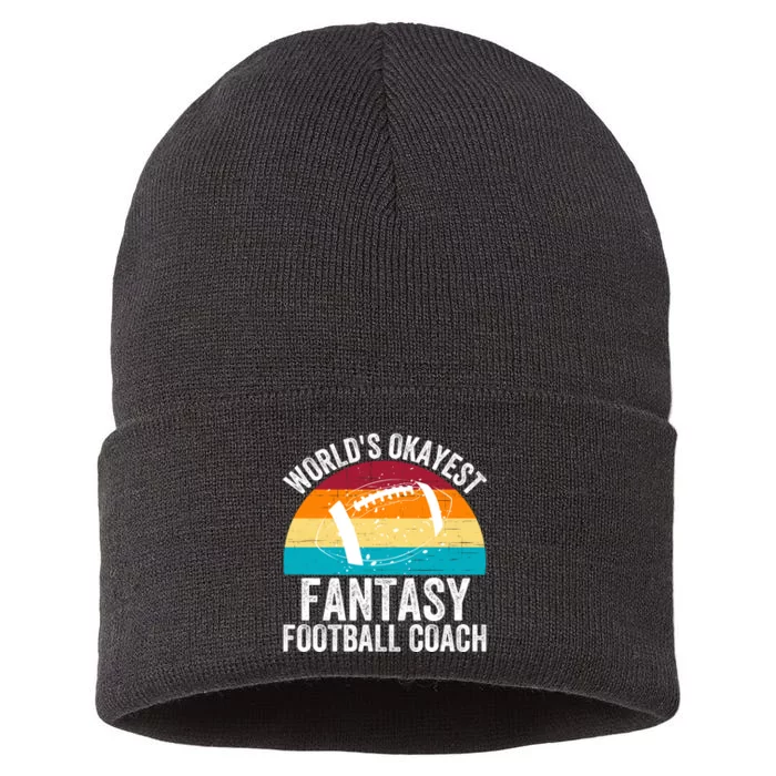 World’s Okayest Fantasy Football Coach Funny Fantasy Football Fantasy Football Sustainable Knit Beanie