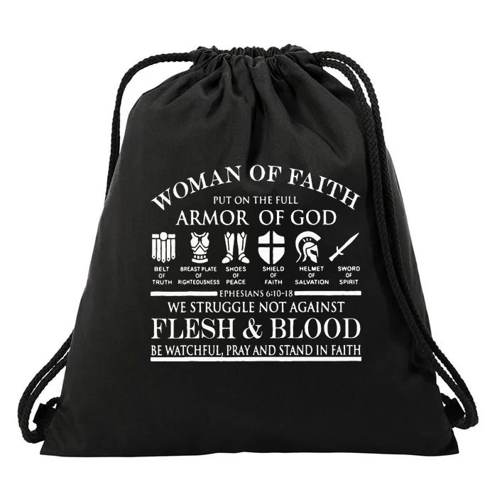 Woman Of Faith Put Of The Full Armor Of God Christian Knight Drawstring Bag