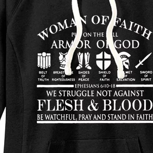 Woman Of Faith Put Of The Full Armor Of God Christian Knight Women's Fleece Hoodie