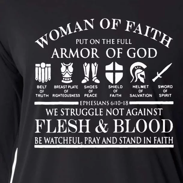 Woman Of Faith Put Of The Full Armor Of God Christian Knight Cooling Performance Long Sleeve Crew