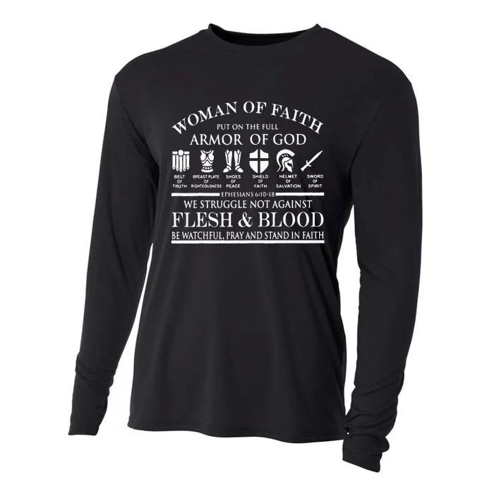 Woman Of Faith Put Of The Full Armor Of God Christian Knight Cooling Performance Long Sleeve Crew