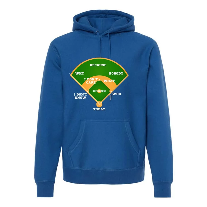 WhoS On First Baseball Diamond Fielding Card Premium Hoodie