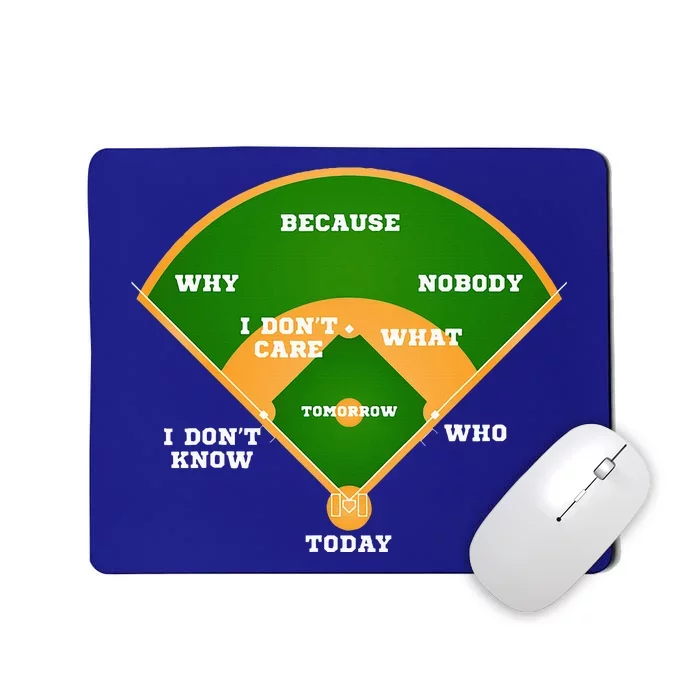 WhoS On First Baseball Diamond Fielding Card Mousepad