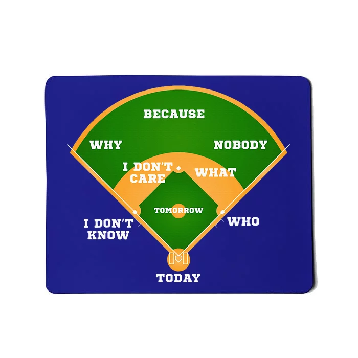 WhoS On First Baseball Diamond Fielding Card Mousepad