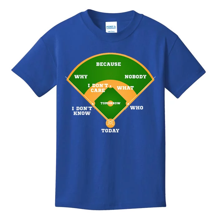 WhoS On First Baseball Diamond Fielding Card Kids T-Shirt