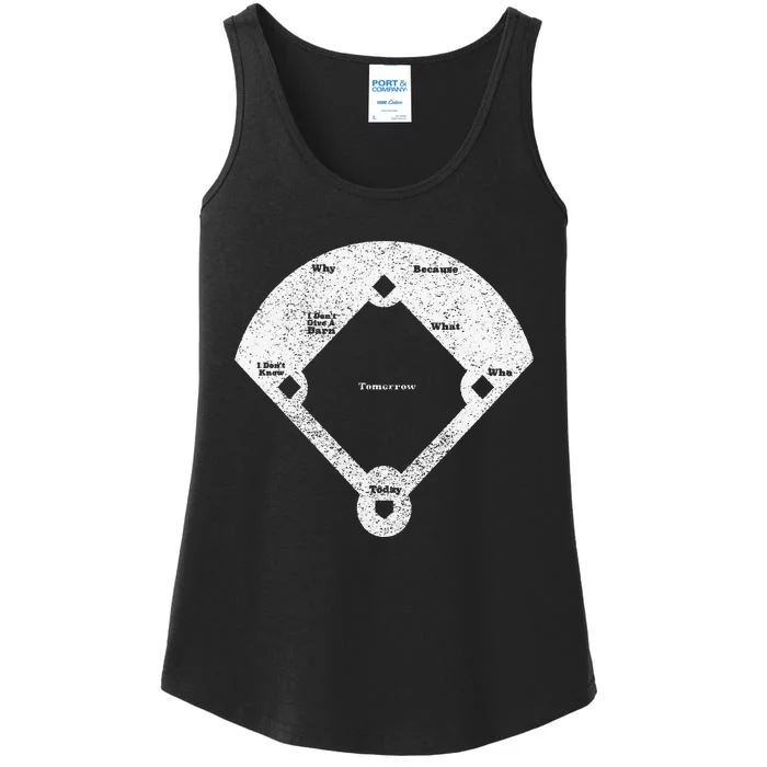 Whos On First Distressed Abbott Costello Ladies Essential Tank