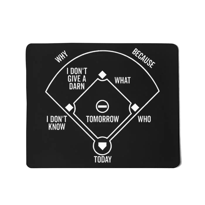 Whos On First Funny Baseball Positions Names Dark Mousepad