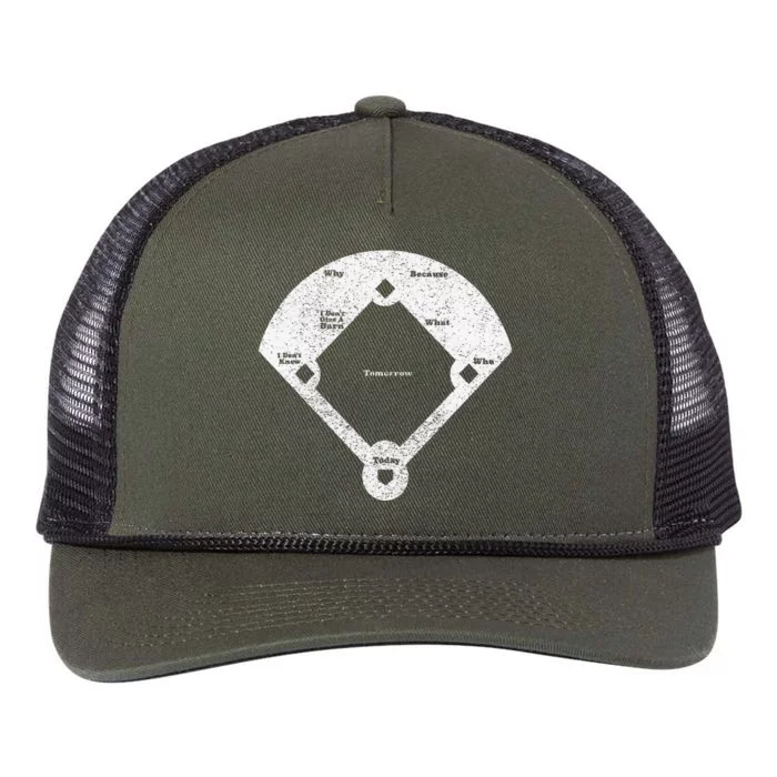 Whos On First Distressed Abbott Costello Retro Rope Trucker Hat Cap