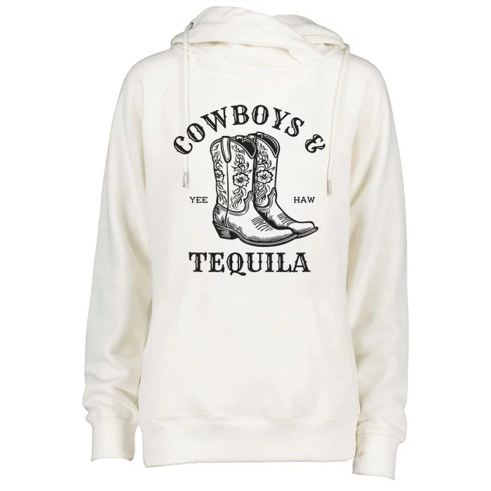 Women Outfit For Rodeo Western Country Cowboys And Tequila Tank Top Womens Funnel Neck Pullover Hood