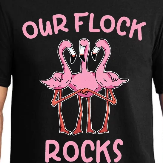 Womens Our Flock Rocks Flamingo Matching Family Vacation Group Pajama Set