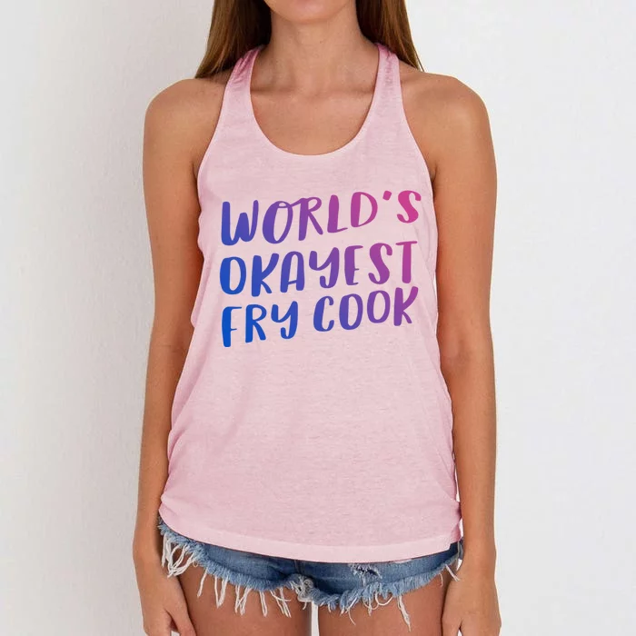 Worlds Okayest Fry Cook Funny Chef Restaurant Gift Women's Knotted Racerback Tank