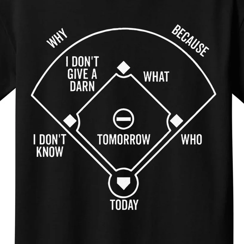 Who's on First Baseball Positions Names Dark Kids T-Shirt