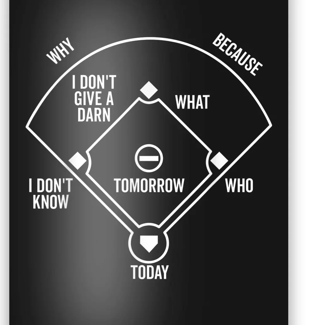 Who's on First Funny Baseball Positions Names Dark Poster