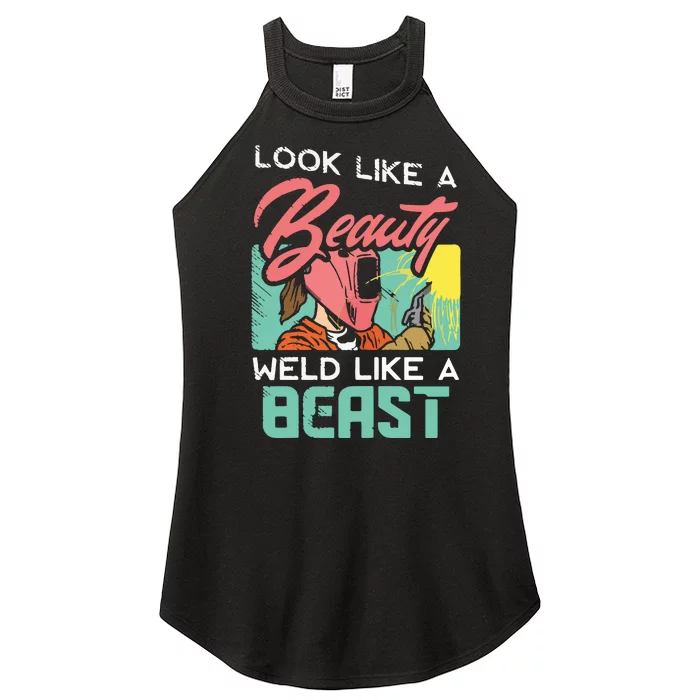 Welder Outfit For A Female Welding Welder Funny Women’s Perfect Tri Rocker Tank