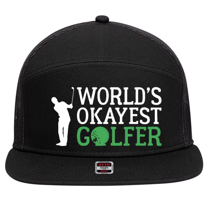 Worlds Okayest Golfer Golf Golfing 7 Panel Mesh Trucker Snapback Hat