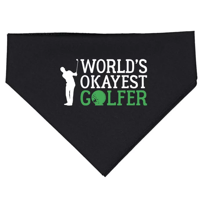 Worlds Okayest Golfer Golf Golfing USA-Made Doggie Bandana