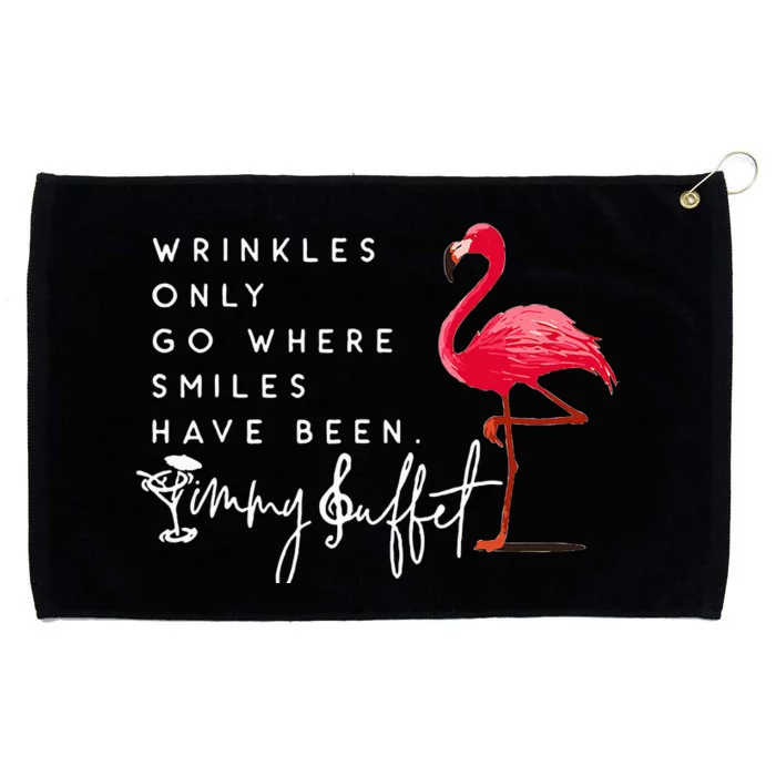 Wrinkles Only Go Where Smiles Have Been Flamingo Funny Grommeted Golf Towel